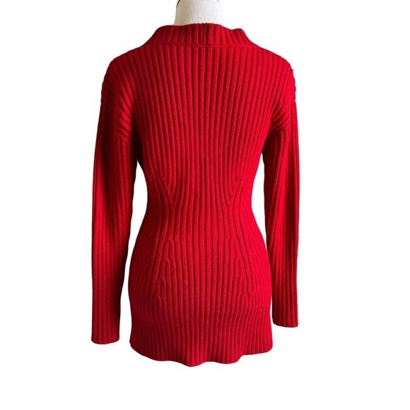 Prada Deep V Neck Button Front Ribbed Cardigan Size 38 - Picture 3 of 9